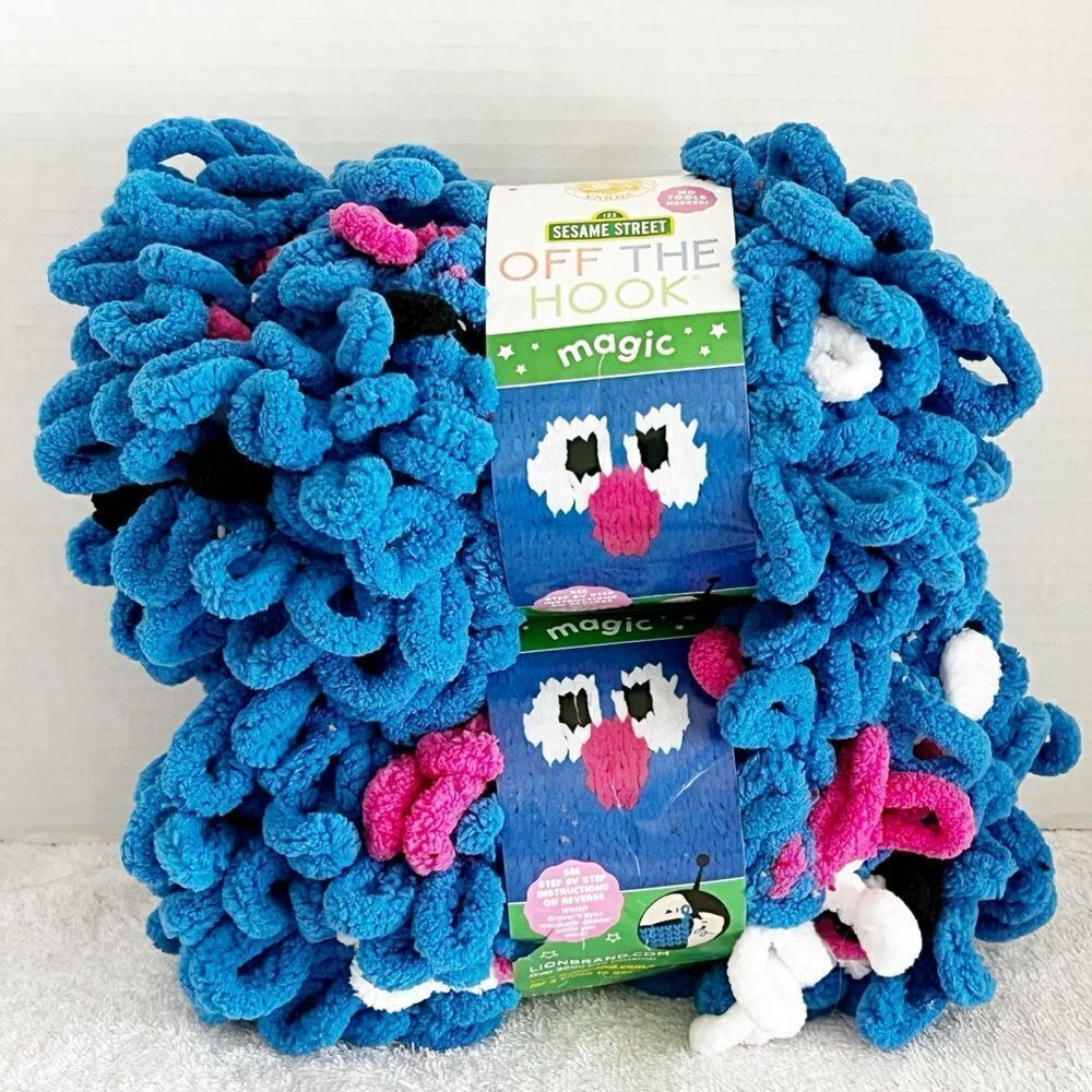 Lion Brand Yarn Sesame Street Off The Hook Fuzzy Friends Grover 2 Skeins